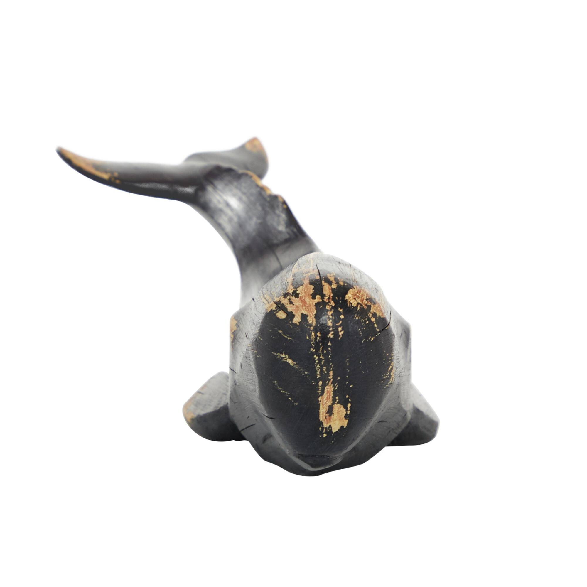 Black Polyresin Coastal Whale Sculpture, 4" x 14" x 5"